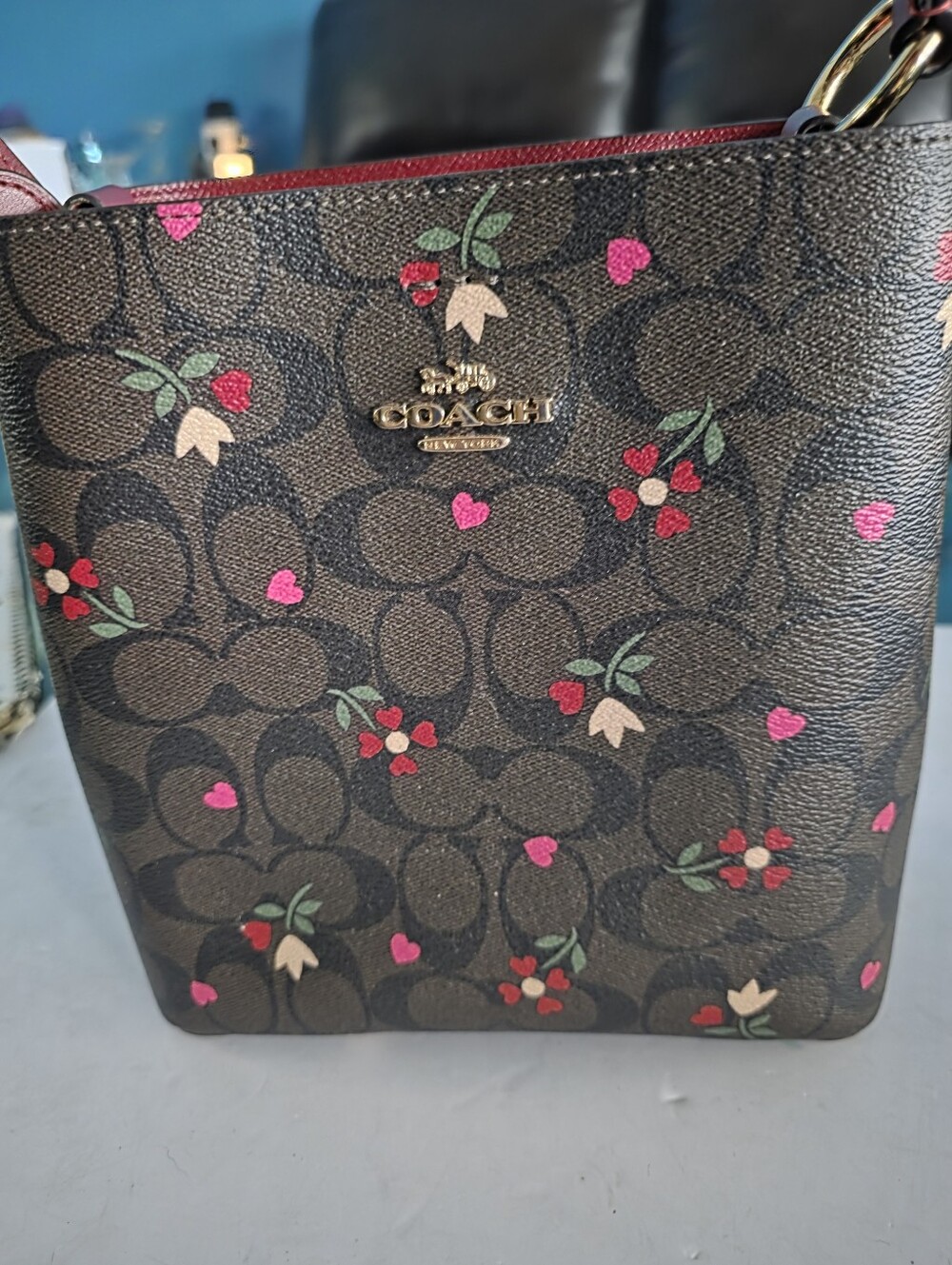 New Coach Brown Signature Floral Crossbody Set - Picture 3 of 9